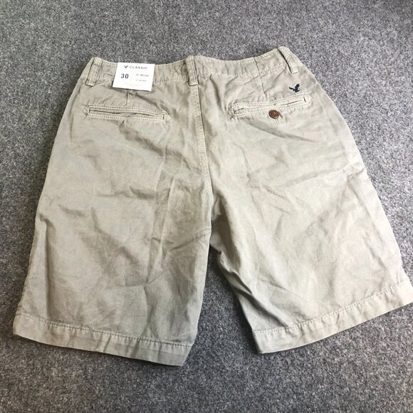 American Eagle Chino Shorts Mens 30 Gray Awesome Wash Stretch Classic Preppy 10" - Picture 11 of 14